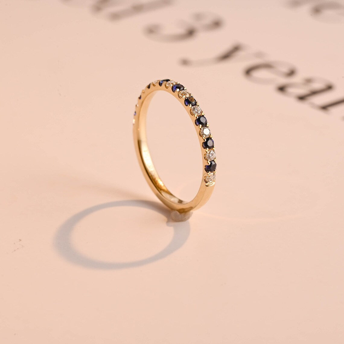 Half eternity pave ring