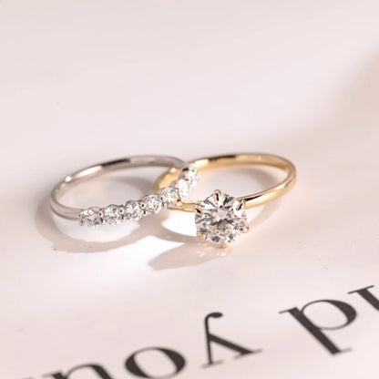 Two tone diamond ring set