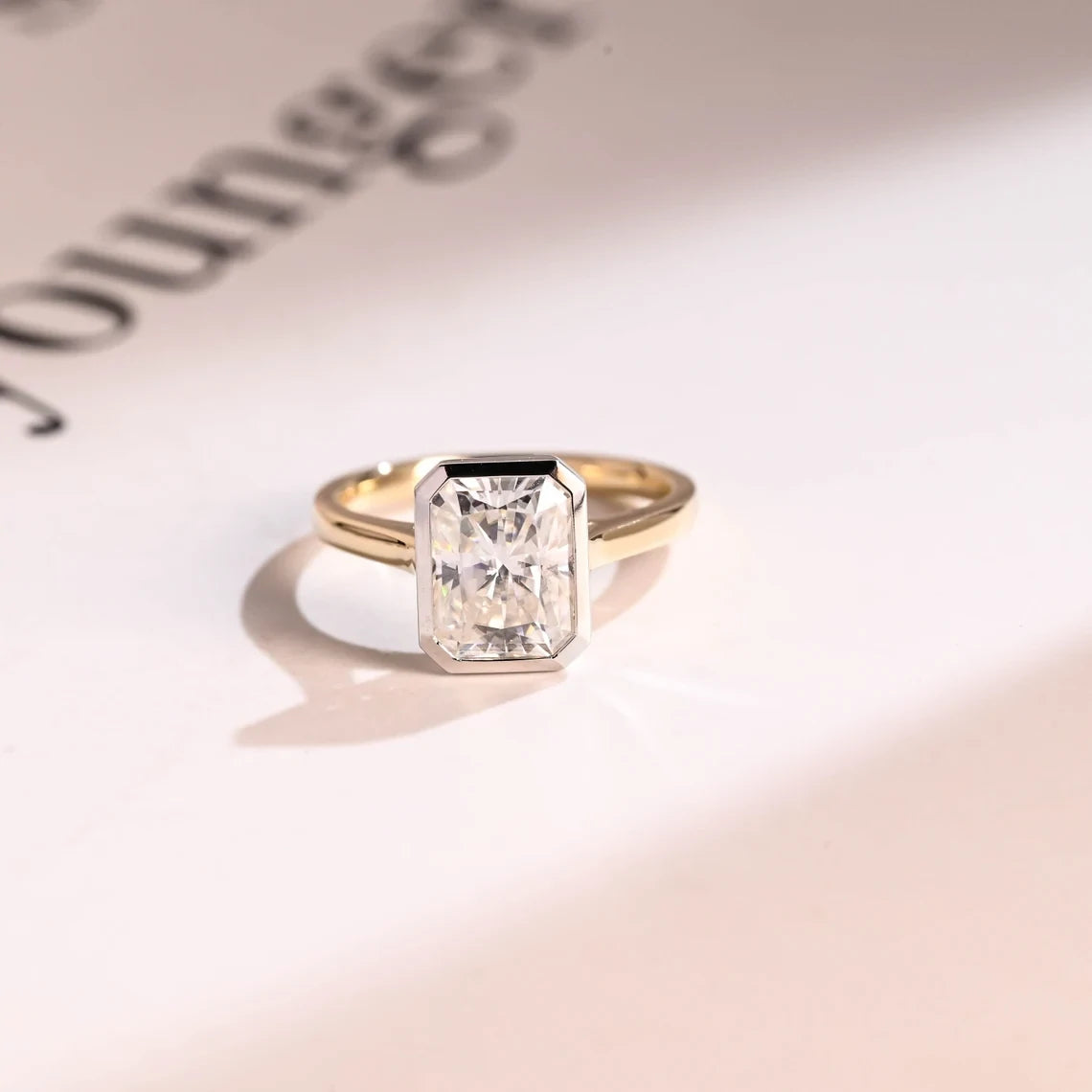 Two Tone Brilliance | Bezel Set Ring | Radiant Gold Spark

