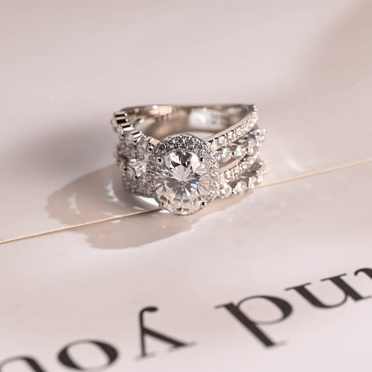 Oval Halo Moissanite Bridal Ring