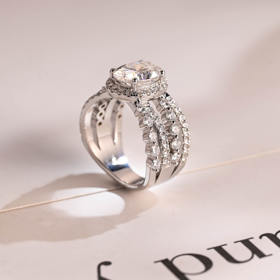 Unique Moissanite Engagement Ring