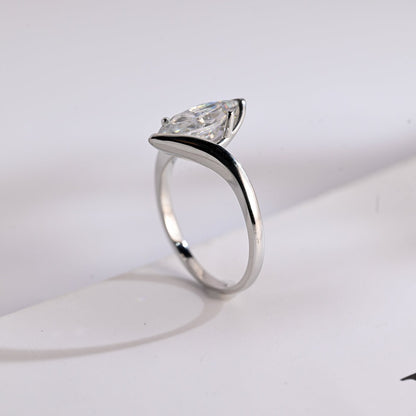 Marquise cut moissanite ring