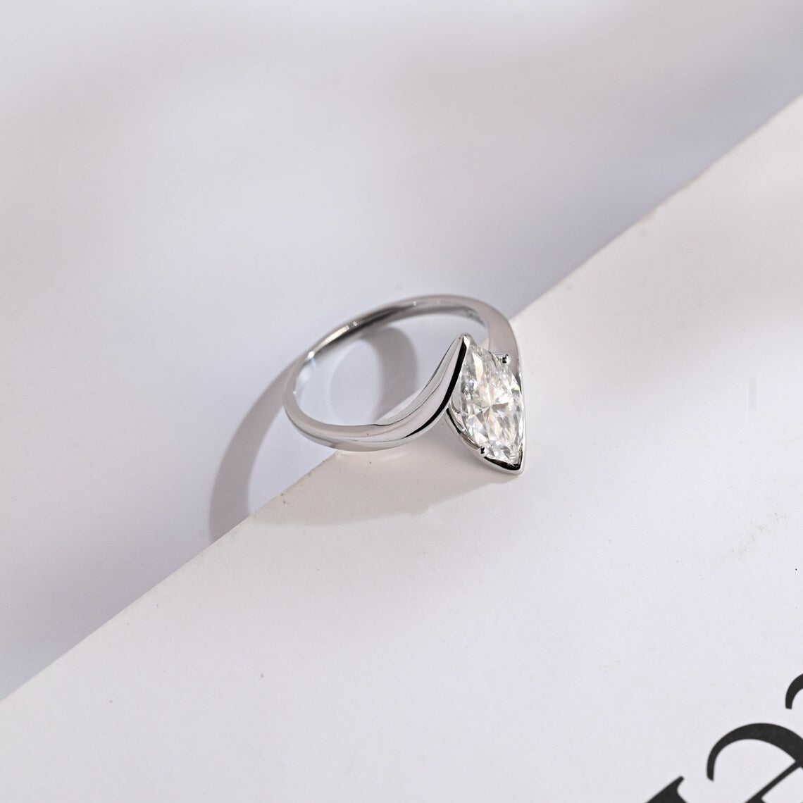 Minimalist moissanite ring