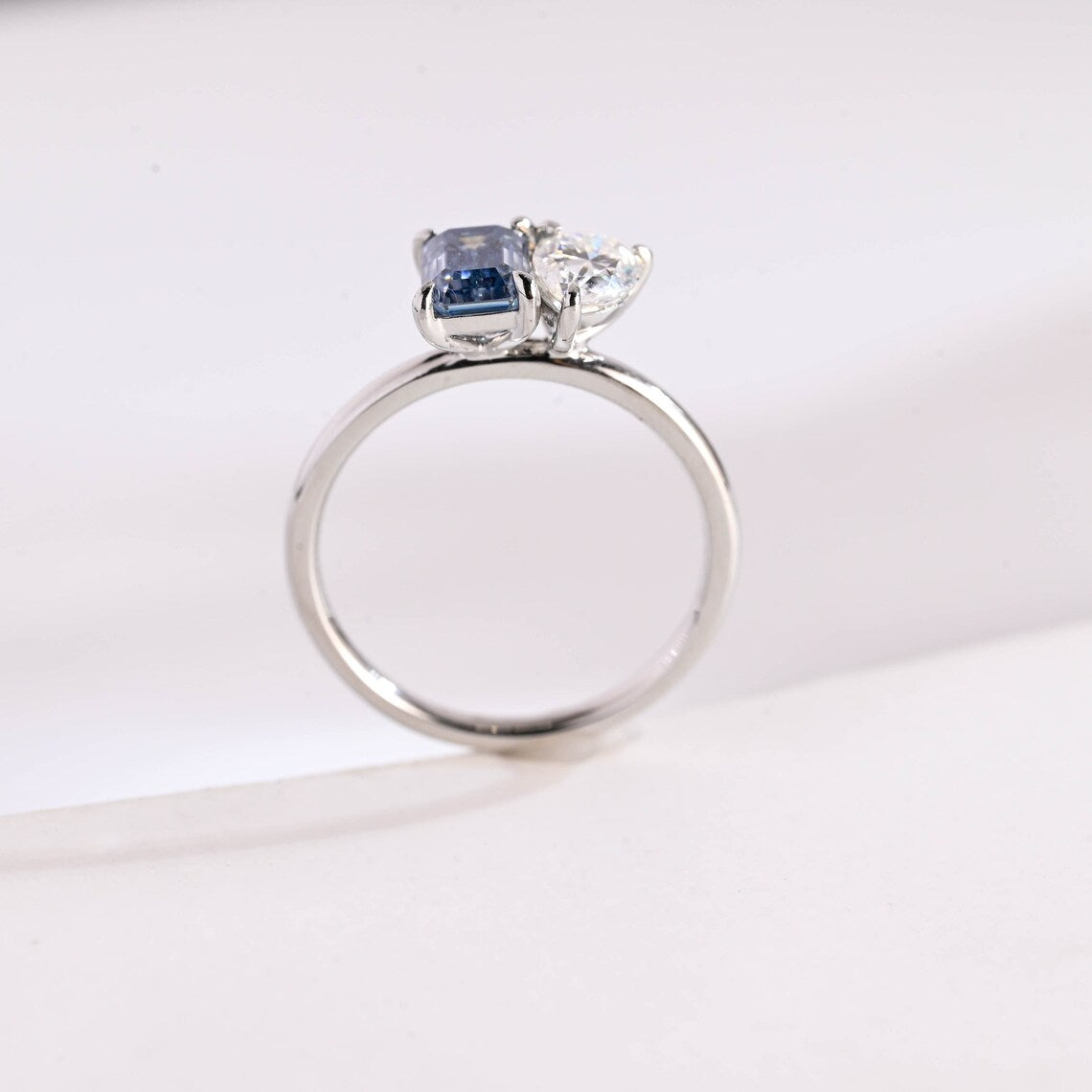 Pear cut moissanite ring