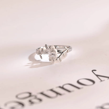 Vine & leaf engagement ring