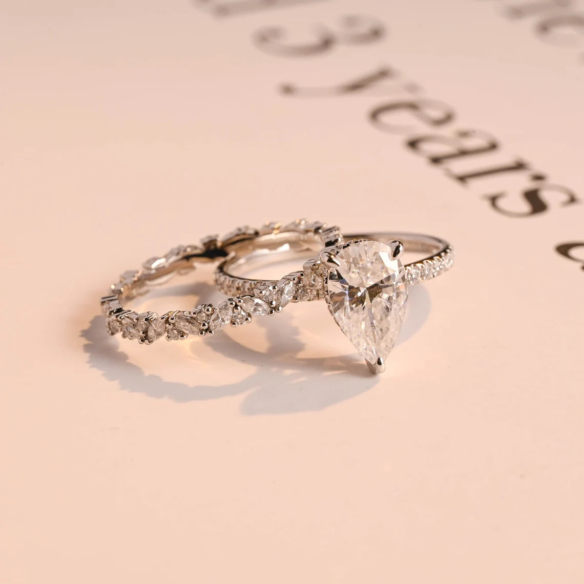 Pear cut moissanite ring
