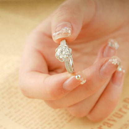 Round Diamond Floral Ring
