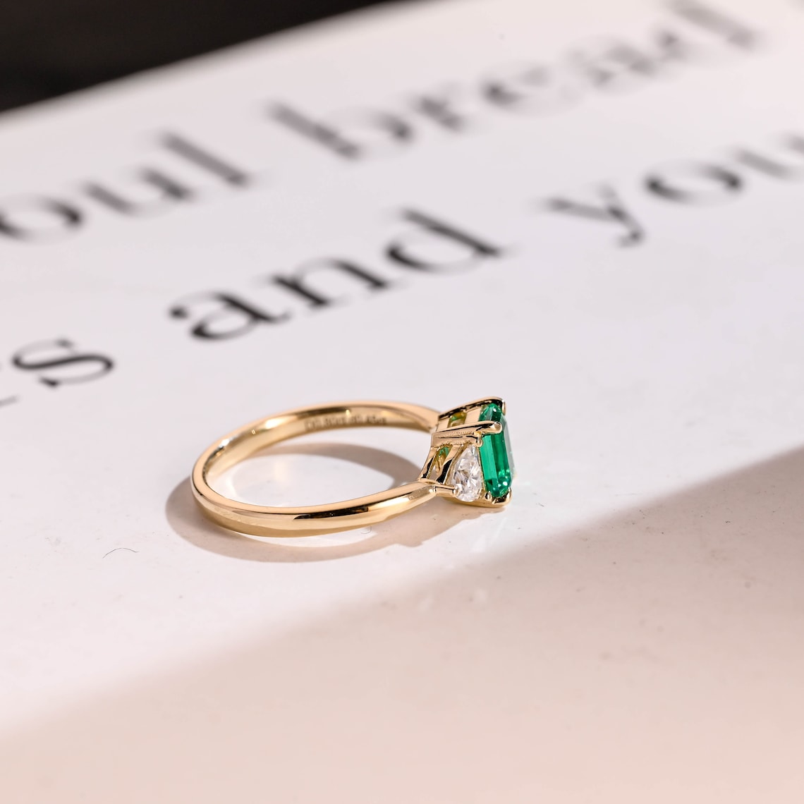 Solid gold moissanite ring