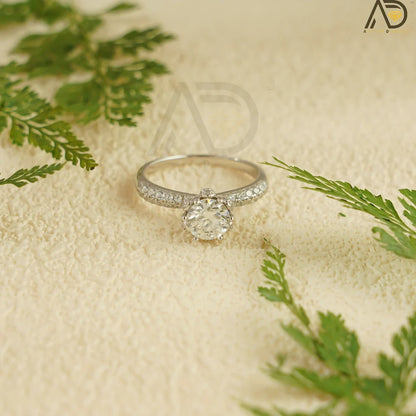 Double Band Moissanite | Half Pave Engagement Ring | Bridal Gift

