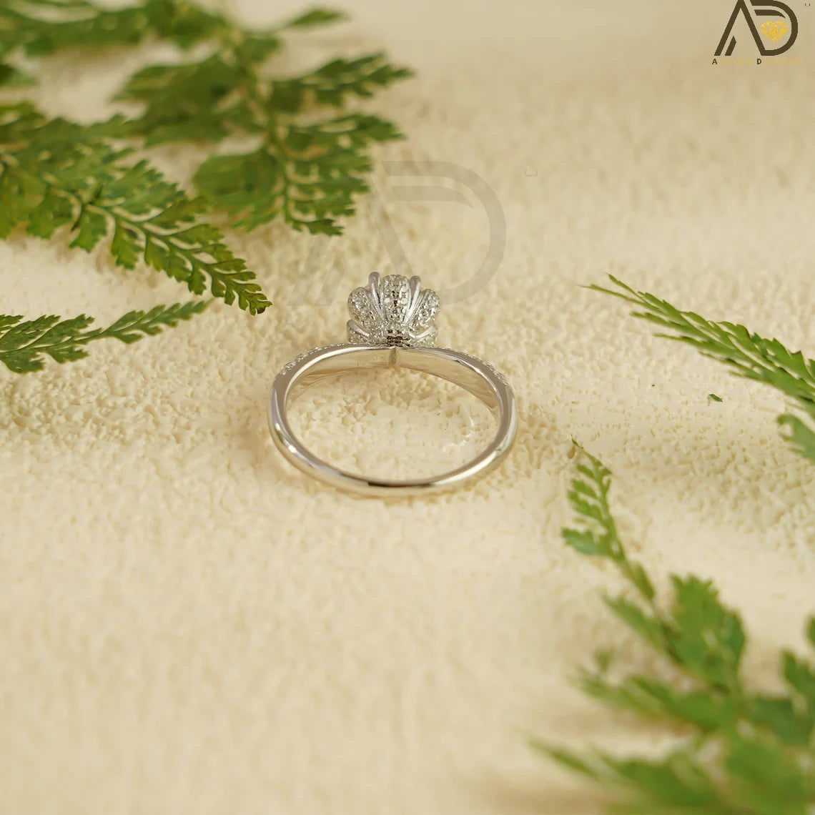 Unique Moissanite Band | Half Pave Bridal Jewelry | Gold Promise

