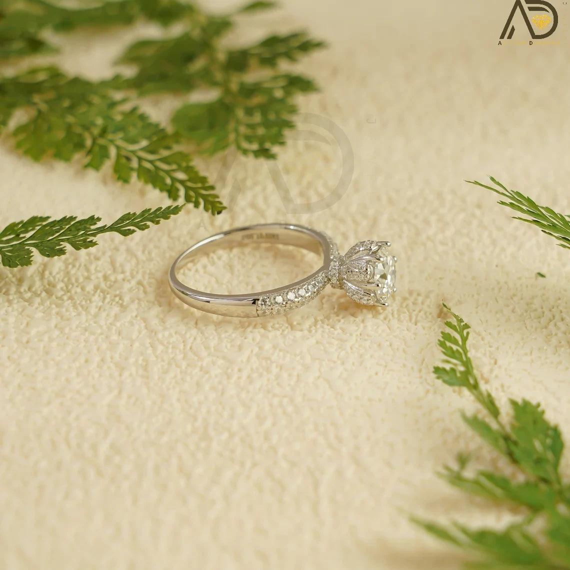 14K Gold Promise Ring | Round Cut Moissanite | Classic Jewelry

