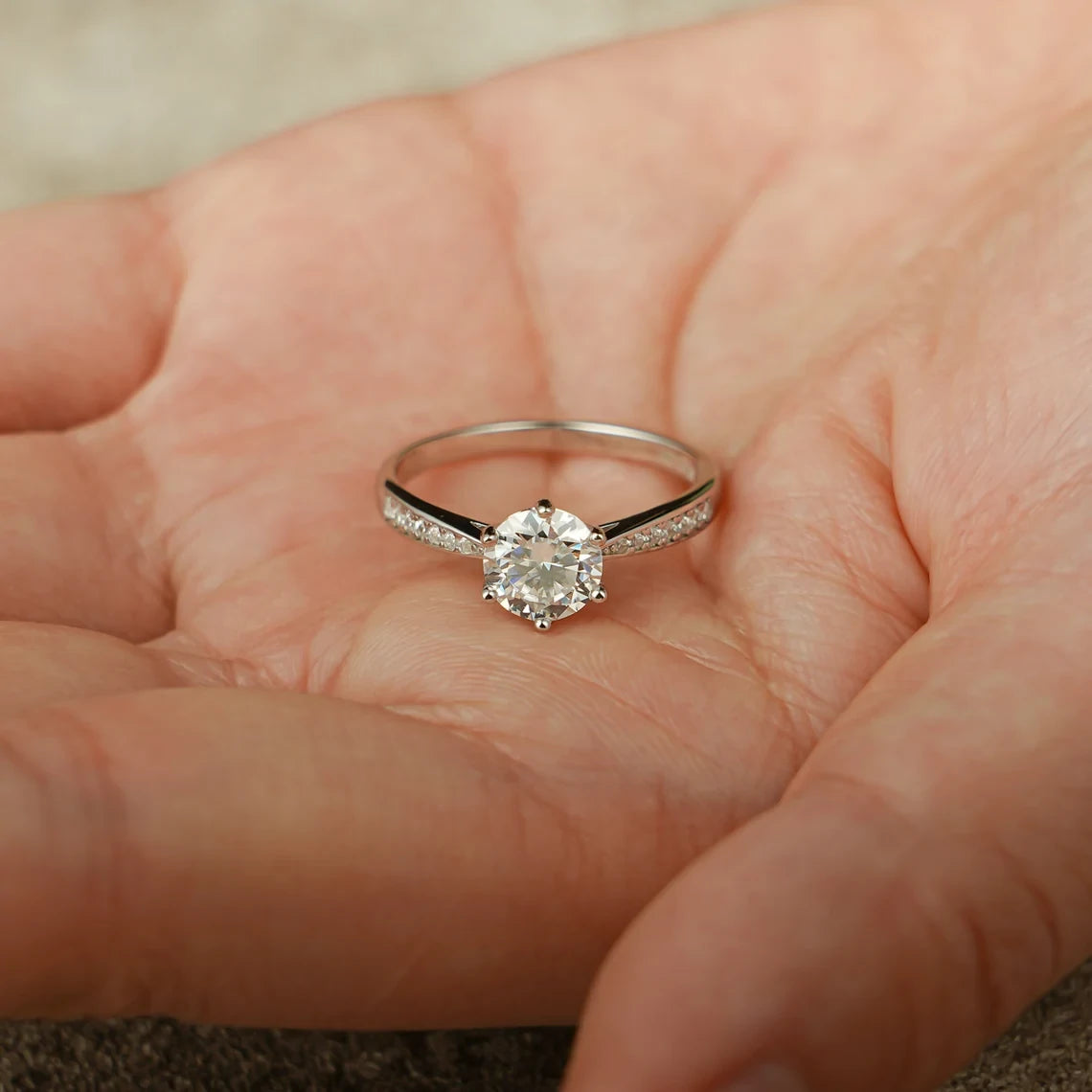 Round Engagement Ring | Handmade Gold Jewelry | Love Gift

