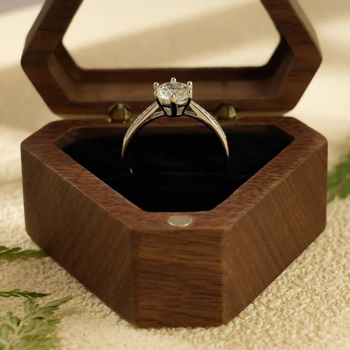Elegant Moissanite Ring | Half Pave Design | Solid Gold Love


