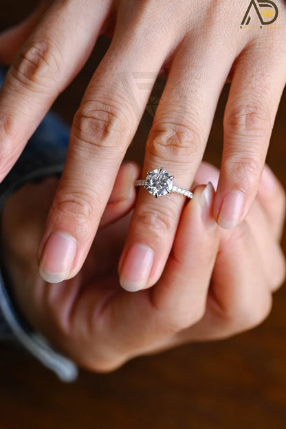 Eternity Moissanite for Her | Gold Round Promise Ring | 2CT Engagement

