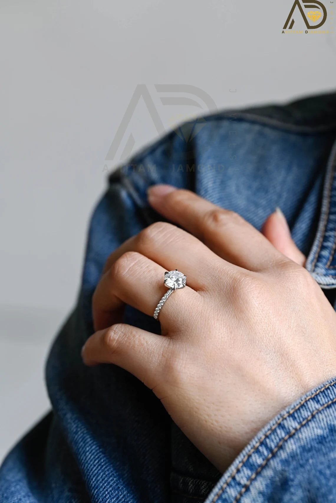 2CT Moissanite Proposal Ring | Elegant Solid Gold Gift | Anniversary Band

