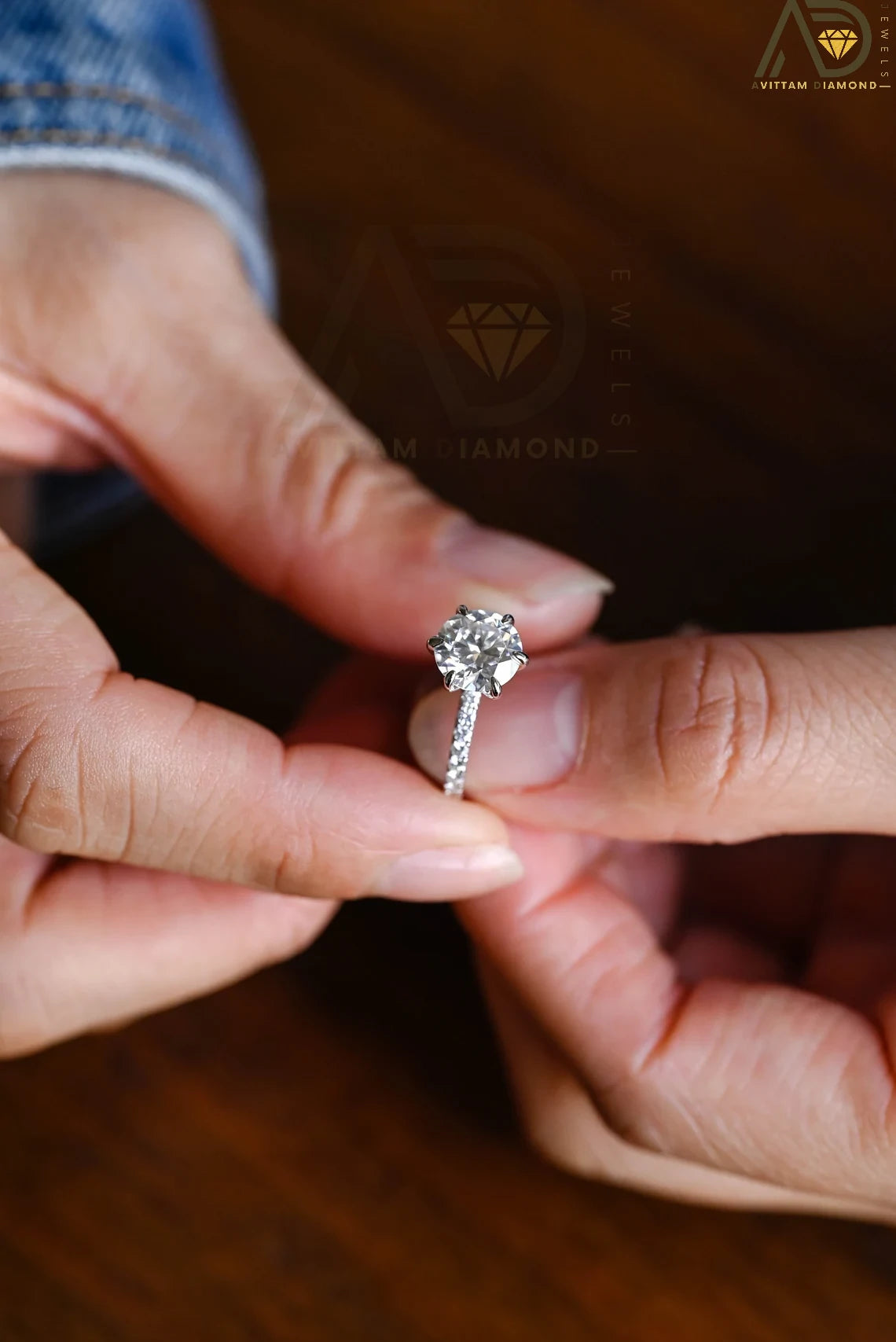 2CT Gold Moissanite Ring | Half Eternity Wedding Band | Romantic Gift

