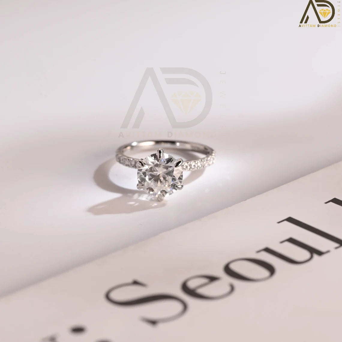 2CT Moissanite Eternity Ring | Solid Gold Engagement Band | Gift for Wife

