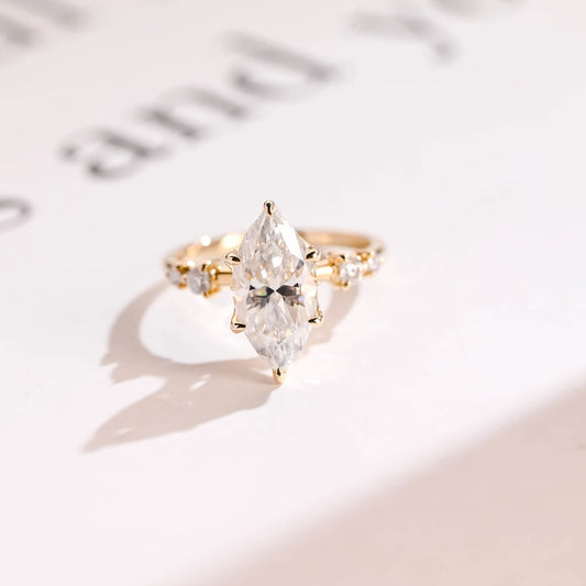 Marquise cut moissanite ring