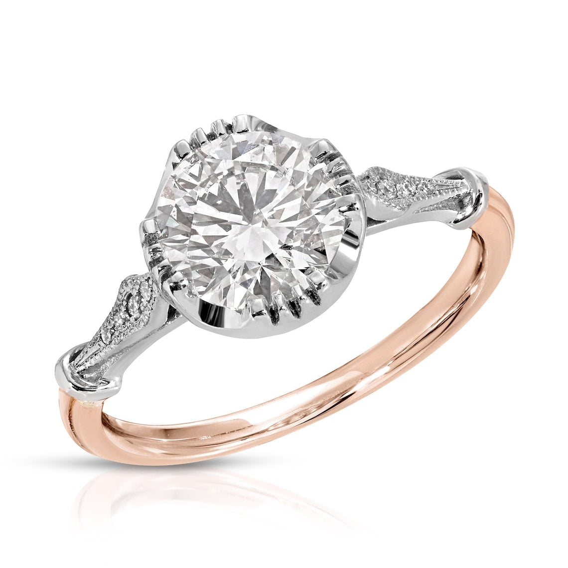 White gold and rose gold two tone ring