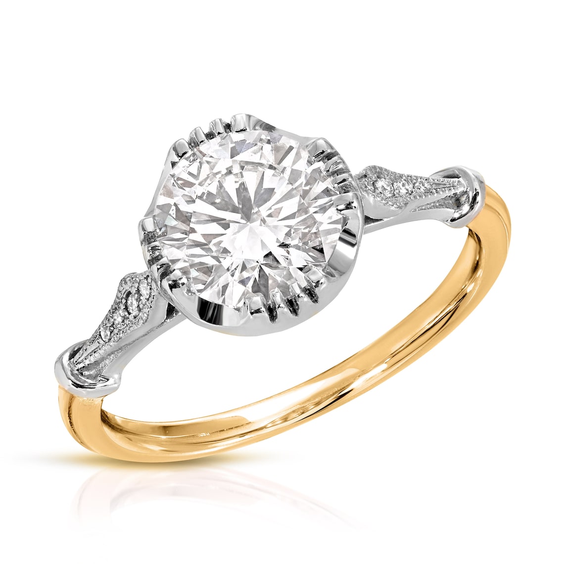 White and yellow gold two tone ring