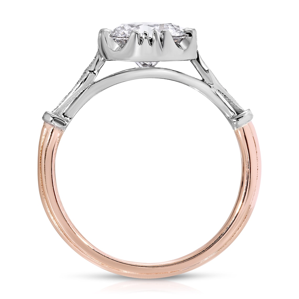 Cathedral shank solitaire ring