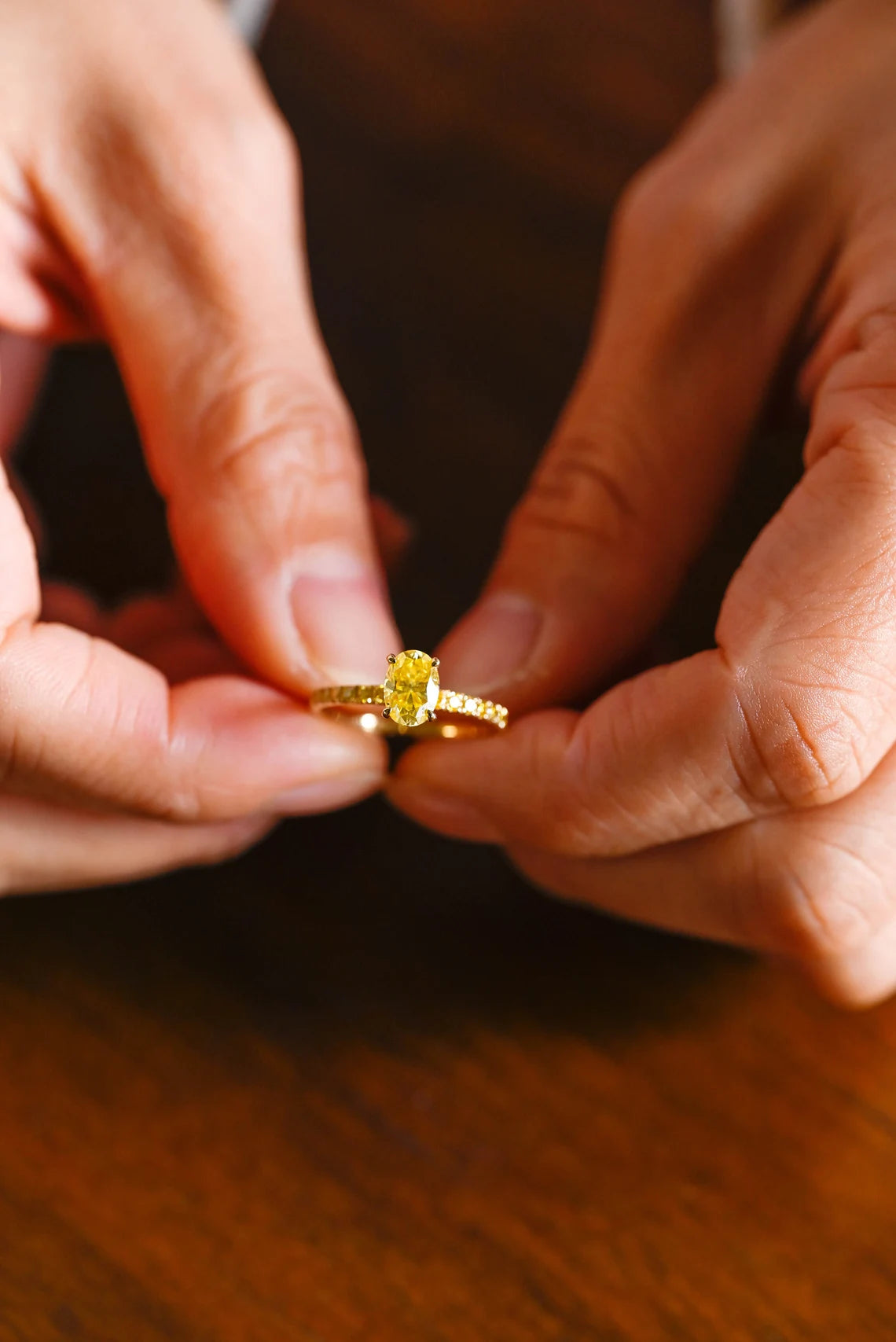 Yellow Oval Cut Engagement Ring