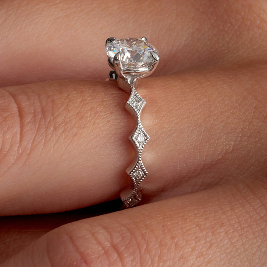 Round cut lab grown diamond ring