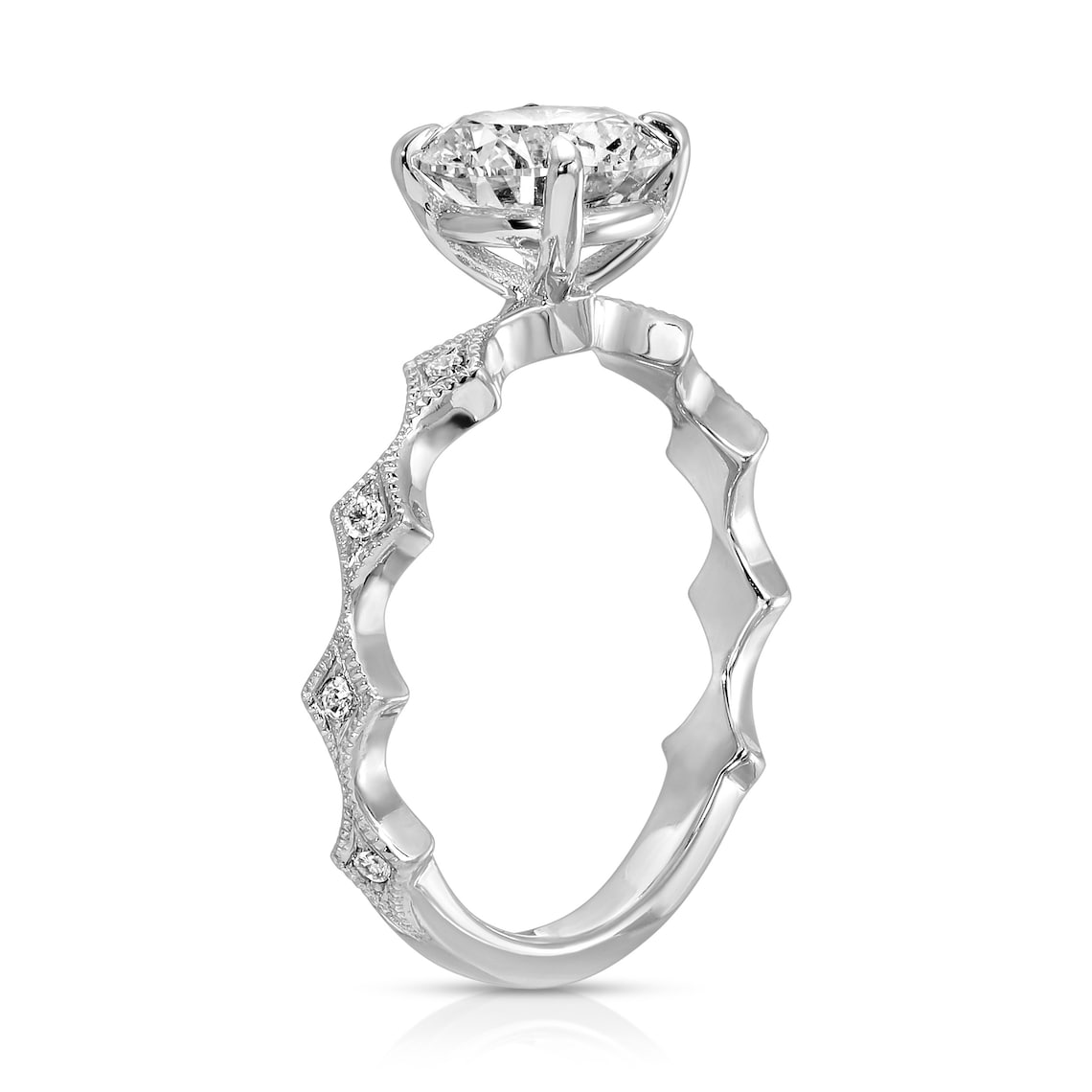 Zigzag milgrain band ring