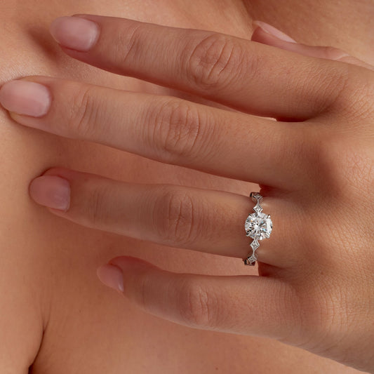 Round cut lab grown diamond ring