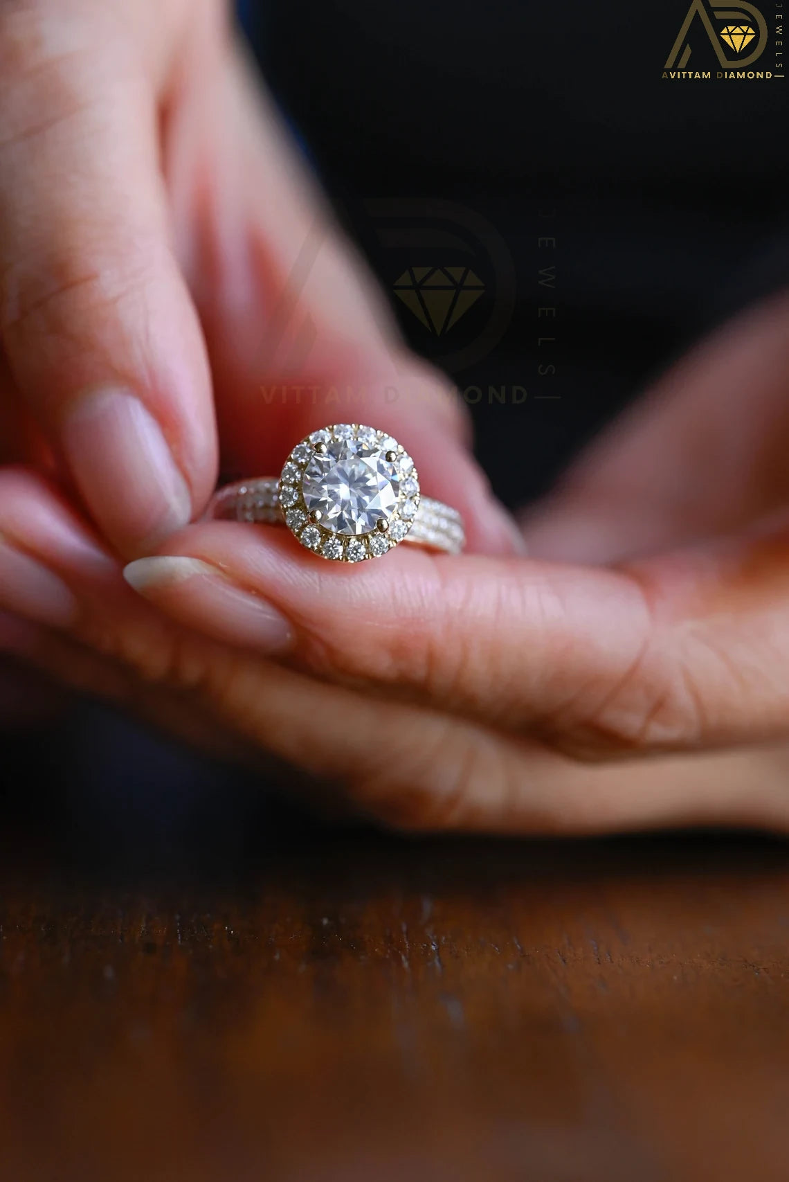 Round Cut Gold Ring | 3mm Moissanite Promise | Birthday Ring Gift

