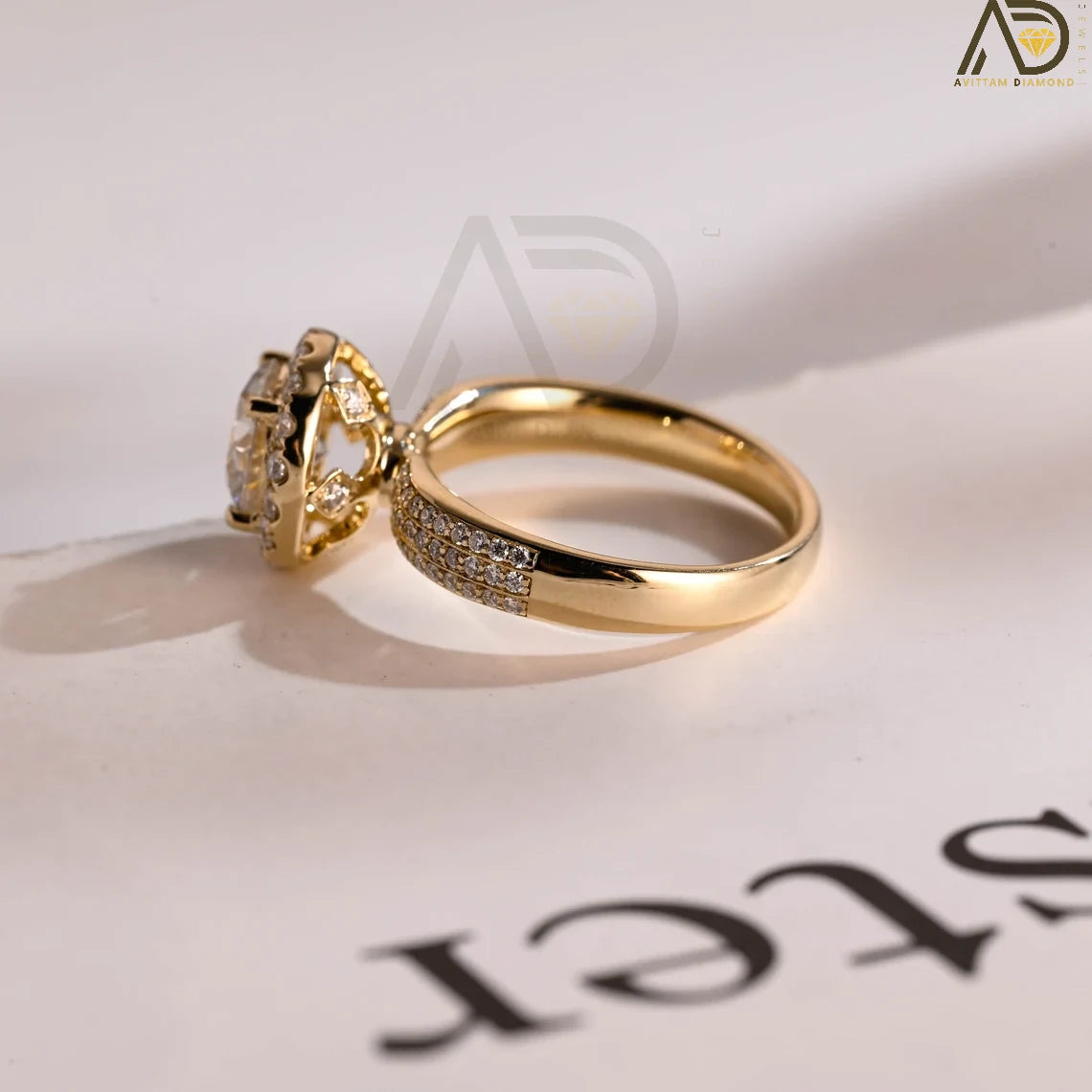3mm Moissanite Proposal Ring | Gold Round Engagement | Birthday Jewelry

