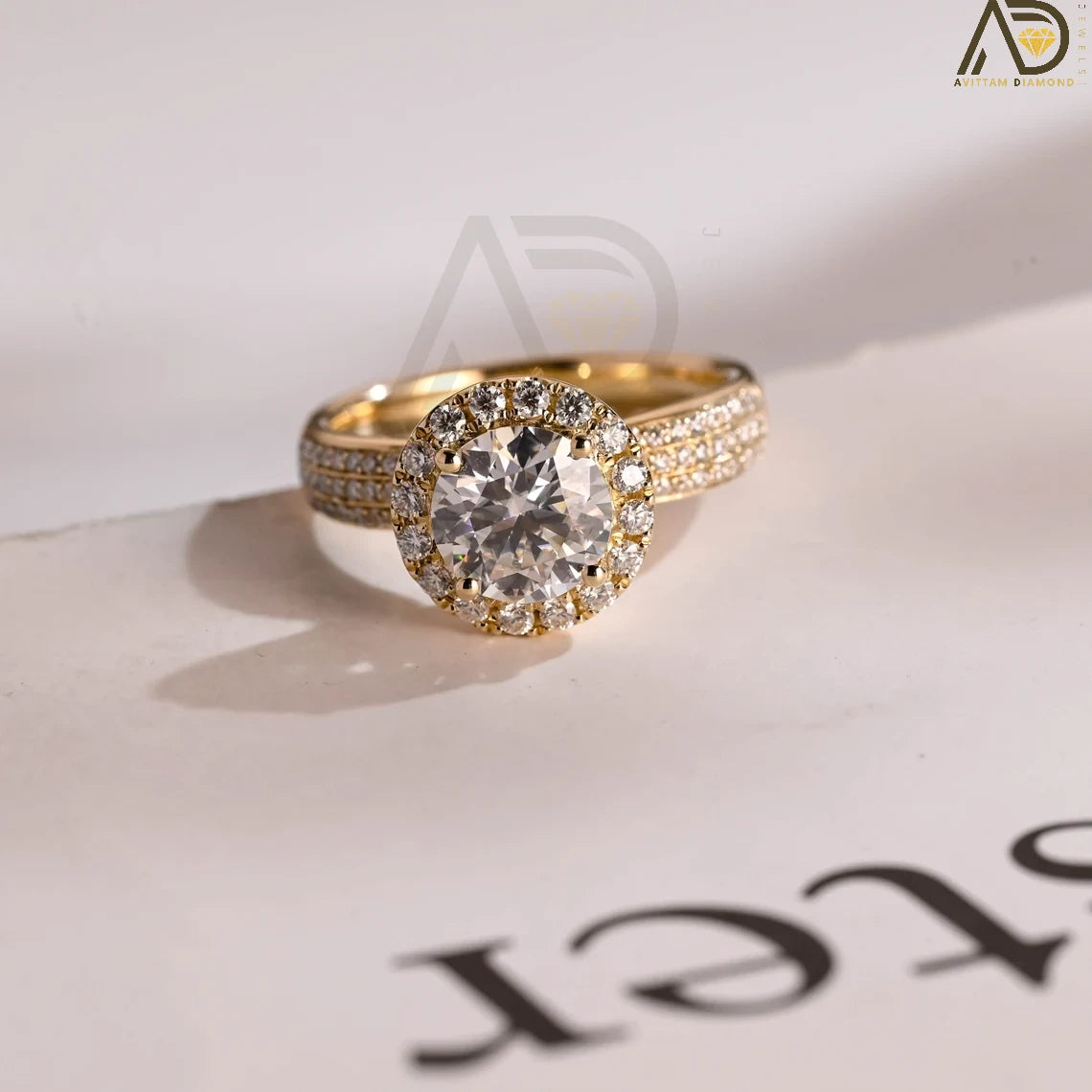 Solid Gold Moissanite Ring | 3mm Wide Band for Her | Elegant Love Gift


