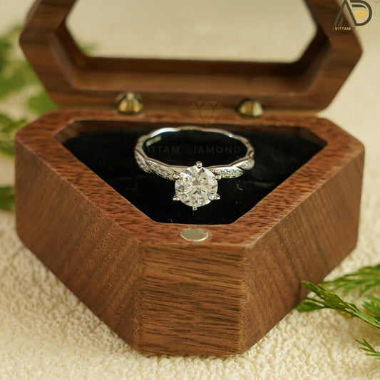 Round Cut Moissanite Ring | Twisted Gold Promise Band | Delicate Gift For Her

