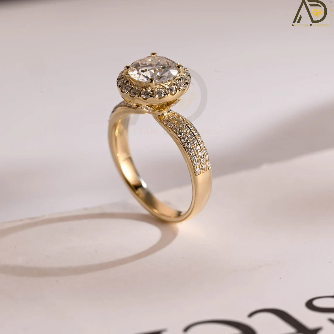 Timeless Round Cut Ring | Solid Gold 3mm Band | Proposal Gift Idea

