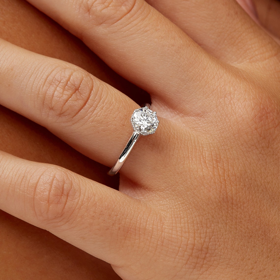 Octagon milgrain setting  ring