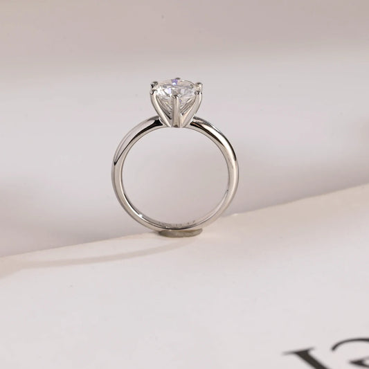 Round Cut Moissanite | Solid Gold Band | Proposal Ring for Her


