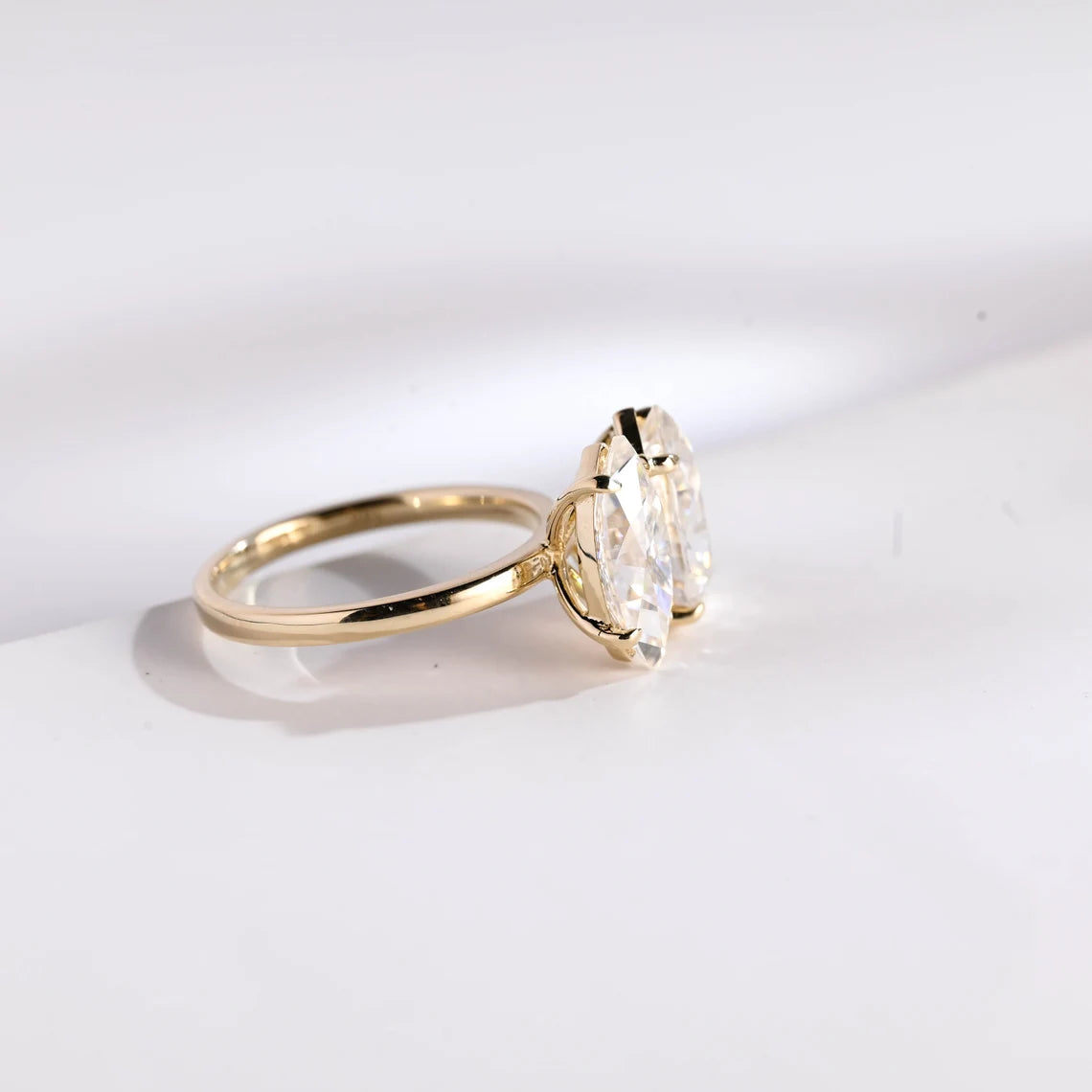 Pear cut moissanite ring