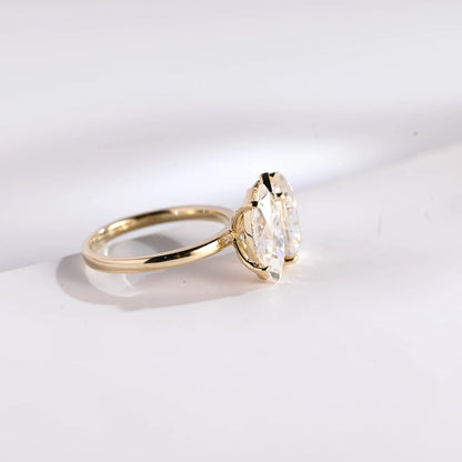Pear cut moissanite ring