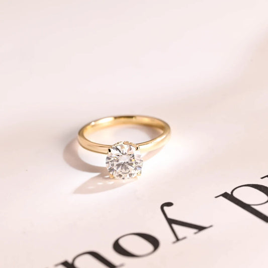 Tulip Floral Design | Hidden Halo Ring | Moissanite Sparkle

