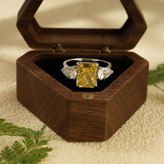 Yellow radiant cut diamond ring