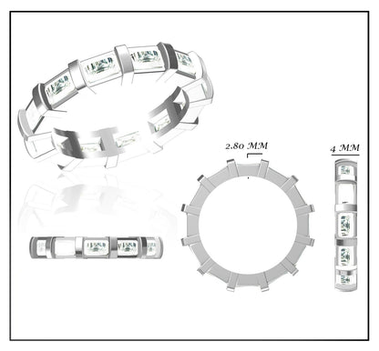 14K Solid White Gold | 5x3 Emerald Cuts Moissanite High Quality with IDGL Certified E-F Color | 8.75 US