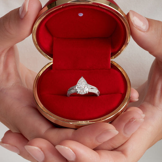Pear cut lab grown diamond ring