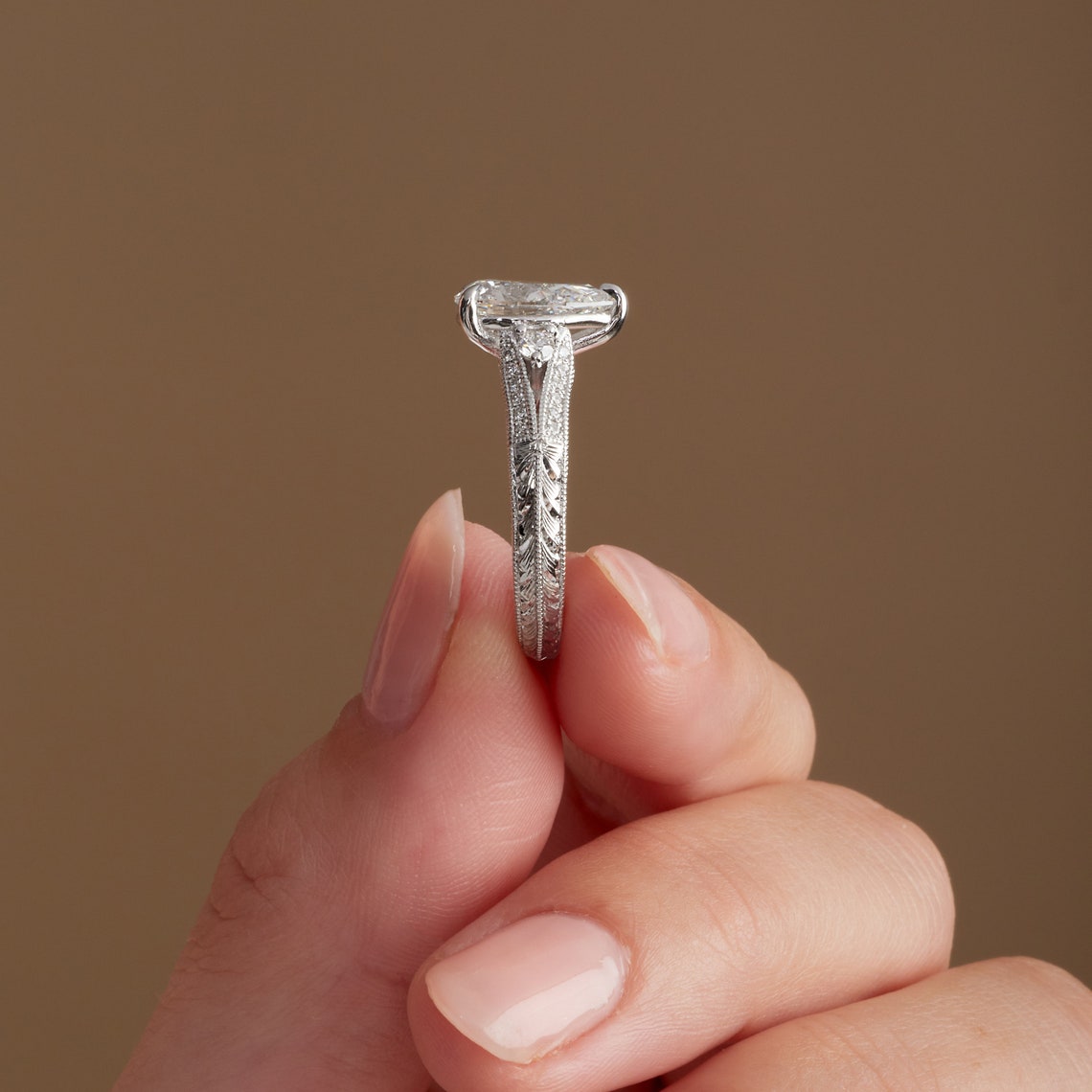Filigree and Milgrain design ring