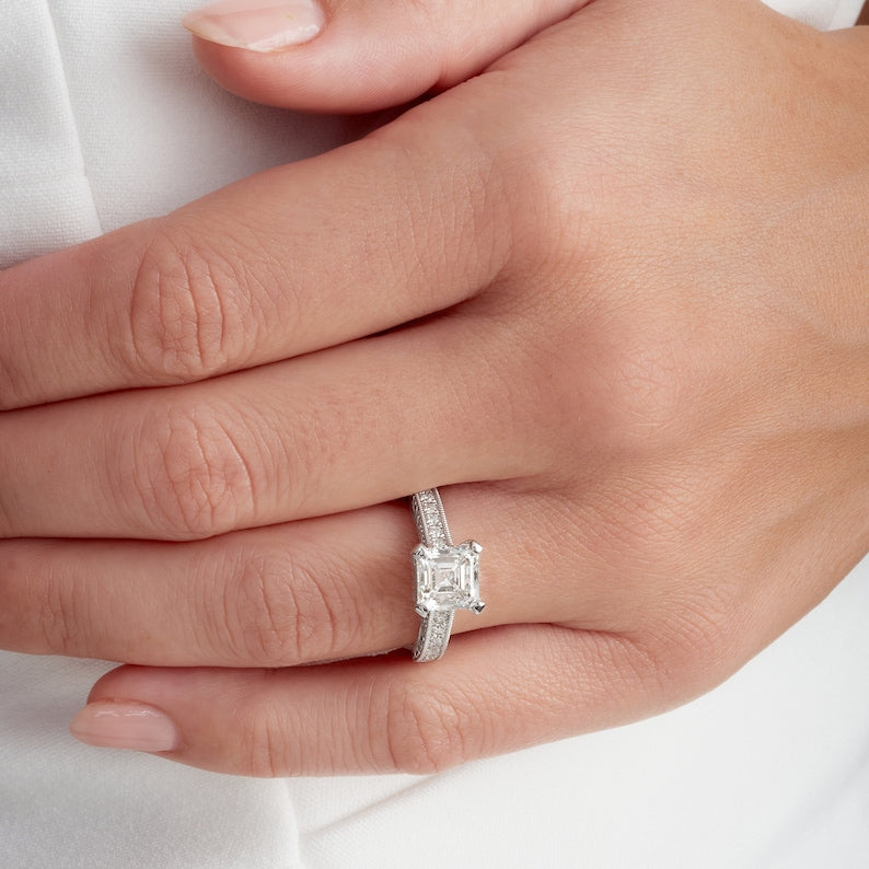 Asscher cut lab grown diamond