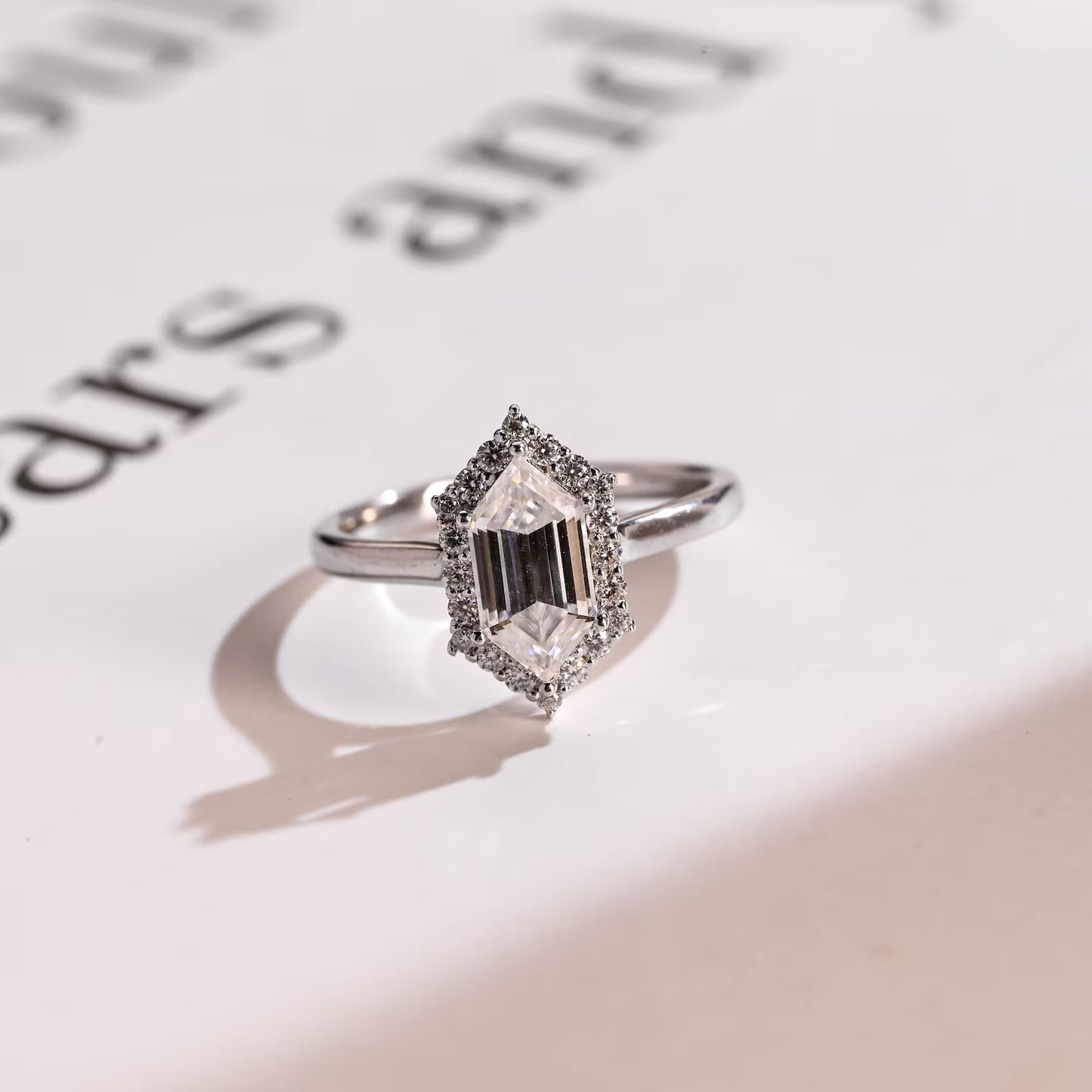 Hexagon cut diamond ring | hexagon engagement ring