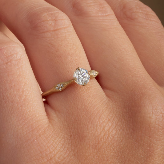 Round cut lab grown engagement ring