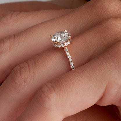 Hidden halo diamond ring