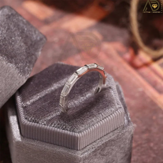 East West Moissanite Wedding Band
