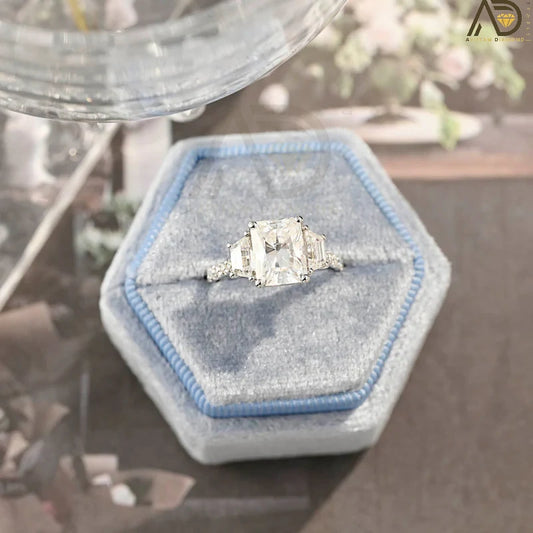 Three Stone Radiant Cut Moissanite Ring
