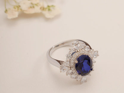 Blue Oval Stone Ring